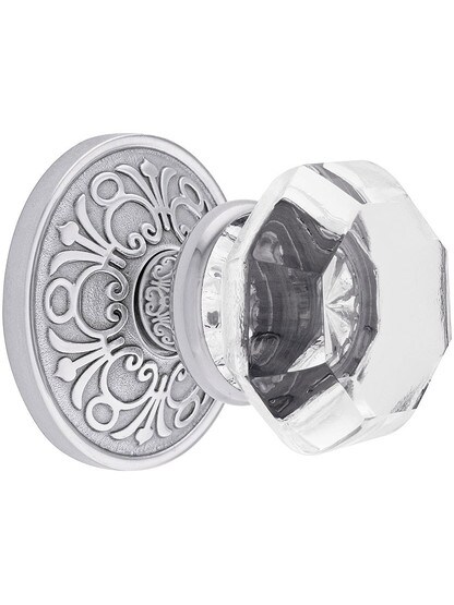 Lancaster Door Set With Old Town Crystal Knobs in Polished Chrome.